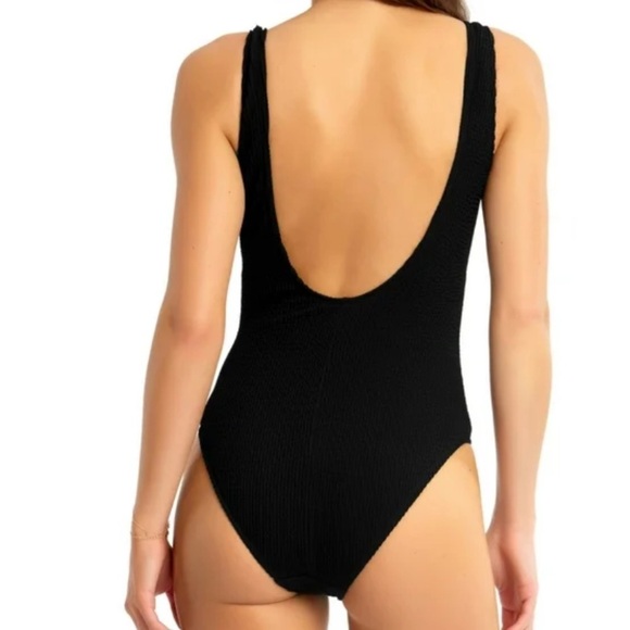 CALIFORNIA WAVES Black Stretch O-Ring Textured One Piece Swimsuit Juniors M NWT - Picture 2 of 8